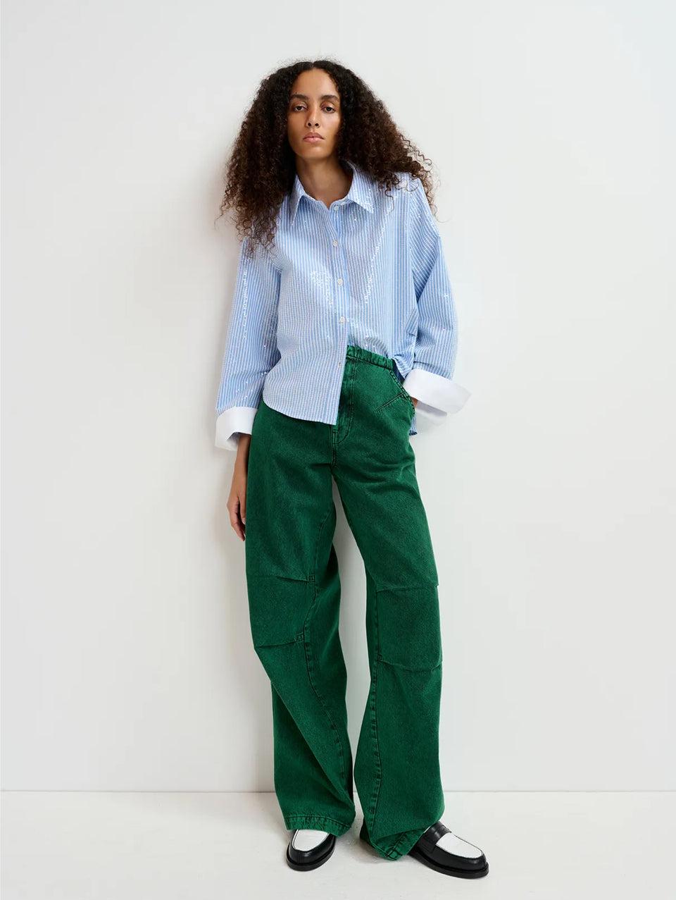 ESSENTIEL ANTWERP Camicia A Righe Con Paillettes Bianco/Blu