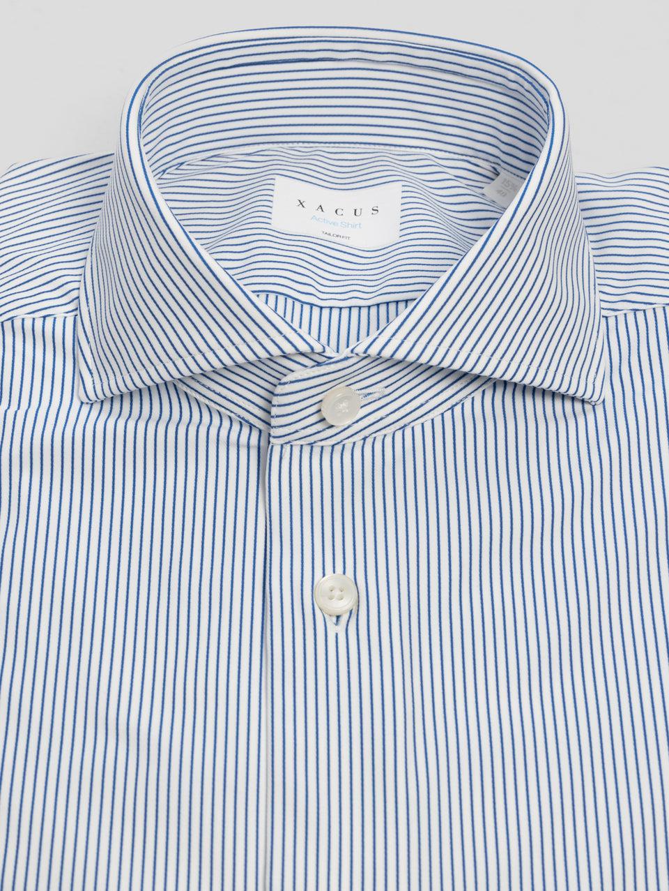 XACUS Camicia In Jersey Active Shirt A Righe Bianco/Blu