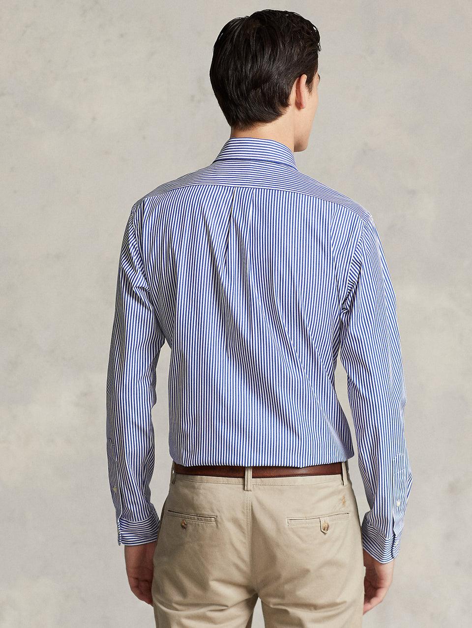 RALPH LAUREN Camicia In Popeline Elasticizzato A Righe Blu/Bianco