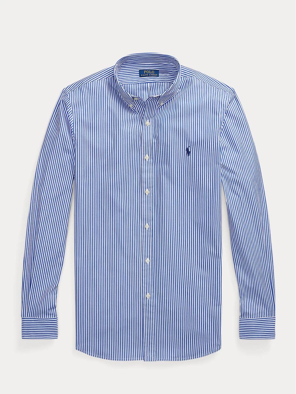RALPH LAUREN Camicia In Popeline Elasticizzato A Righe Blu/Bianco