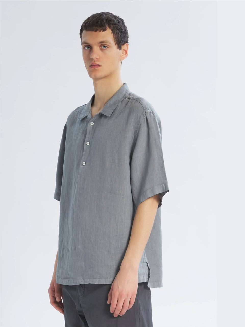 BARENA VENEZIA Camicia Mola Maniche Corte In Lino Cenere