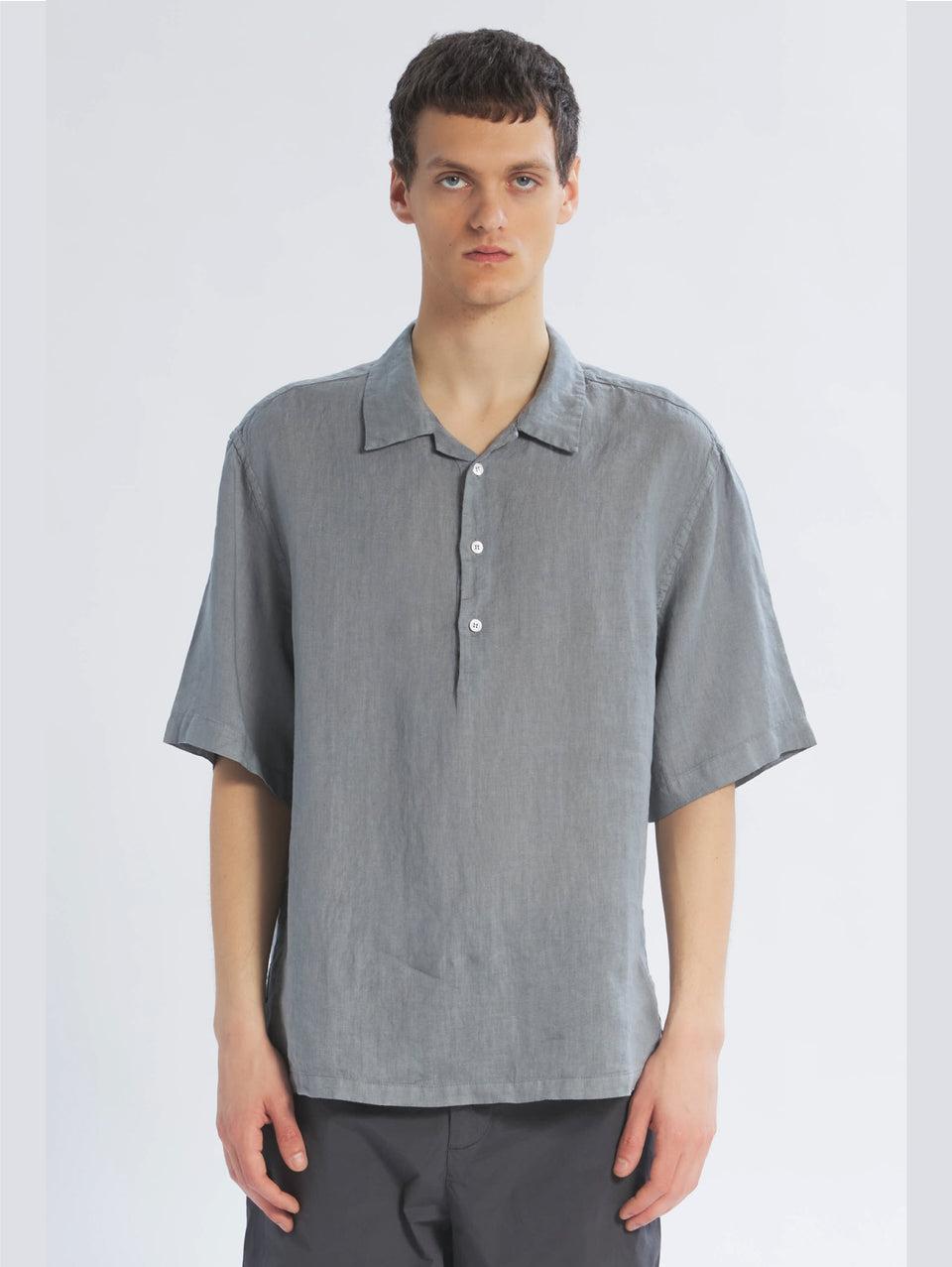 BARENA VENEZIA Camicia Mola Maniche Corte in Lino Cenere