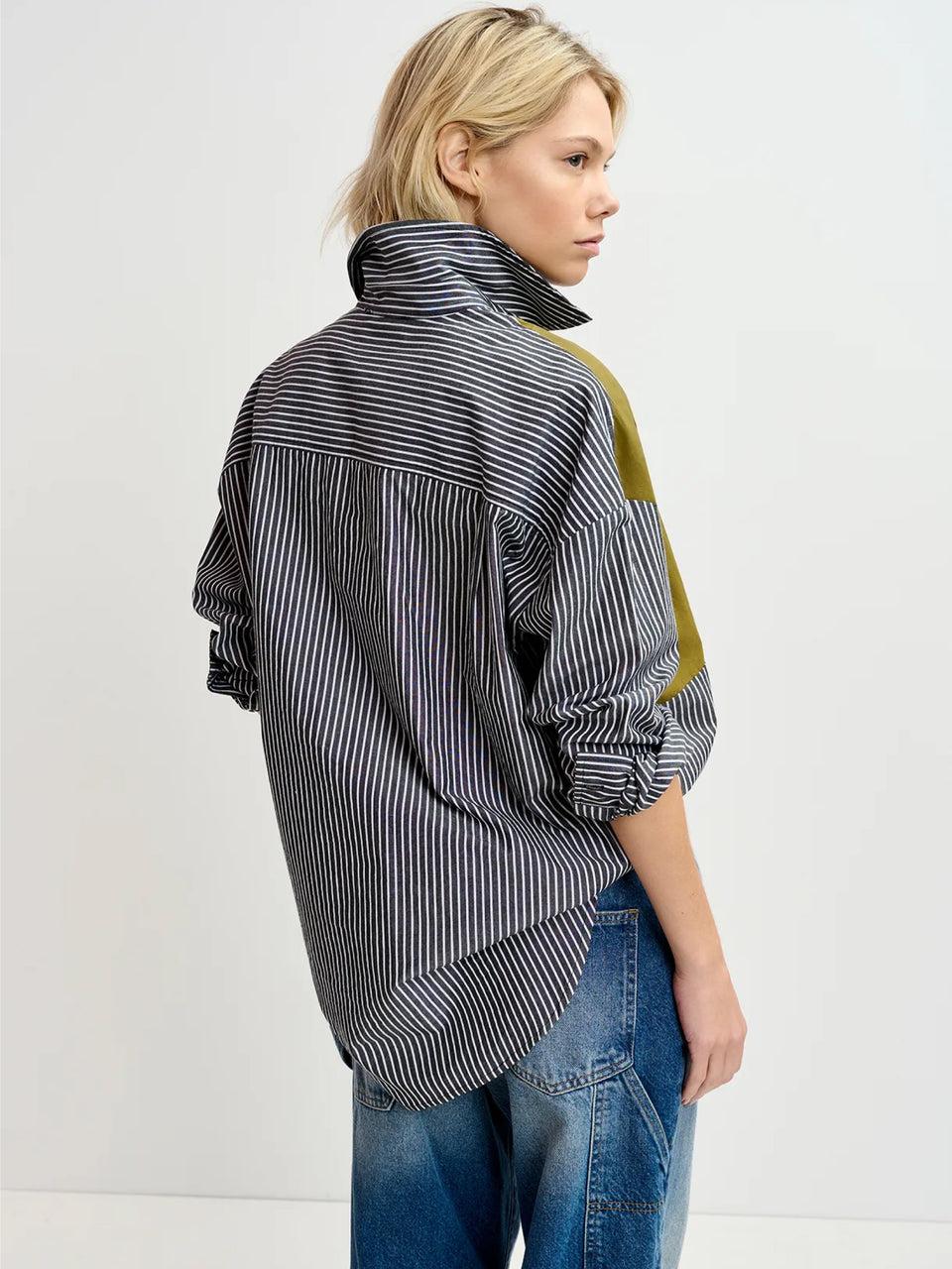ESSENTIEL ANTWERP Camicia Over A Righe Patchwork Nero