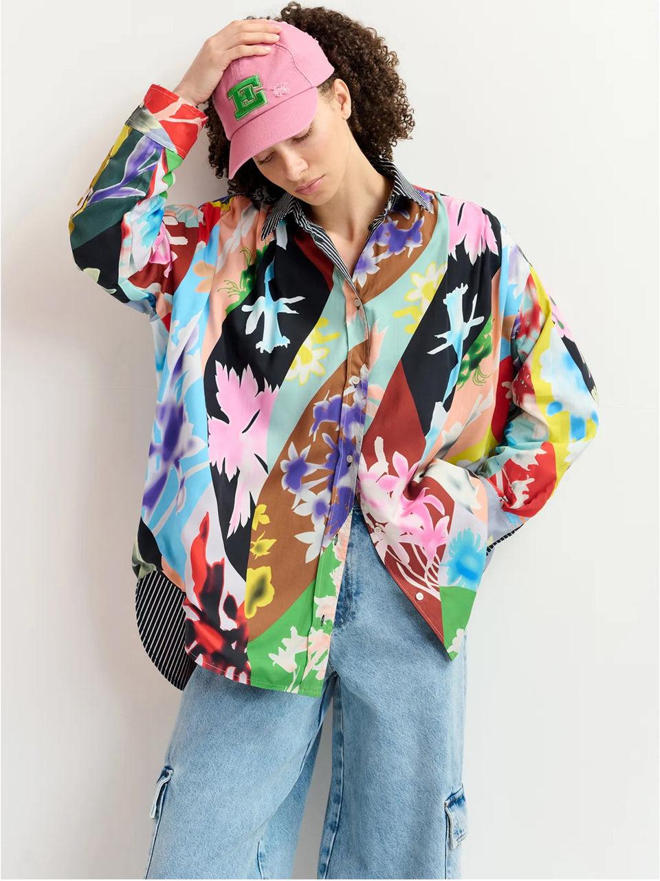 ESSENTIEL ANTWERP Camicia Reversibile Oversize Bianco/Blu