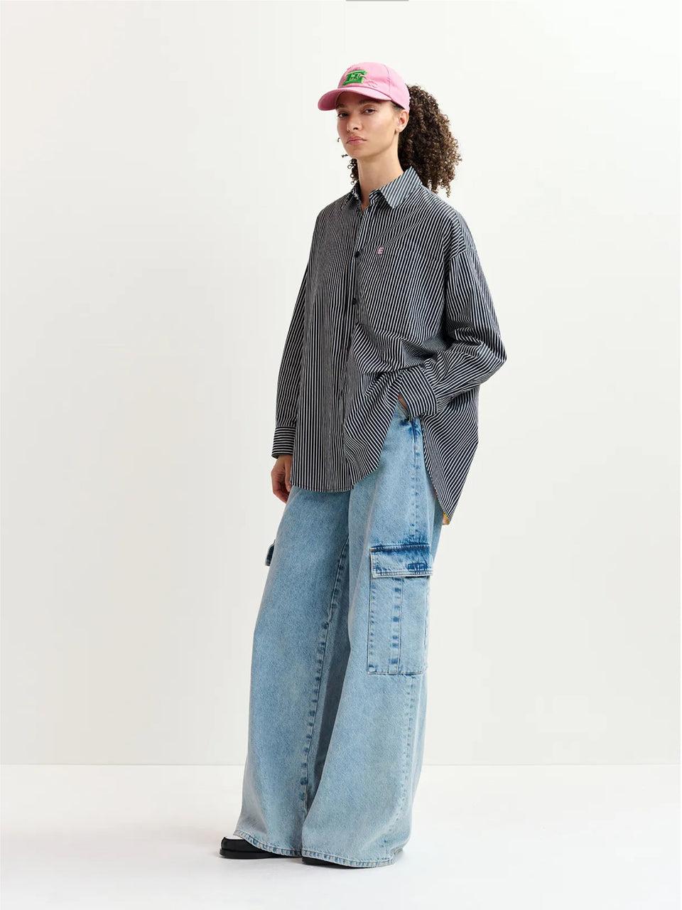 ESSENTIEL ANTWERP Camicia Reversibile Oversize Bianco/Blu