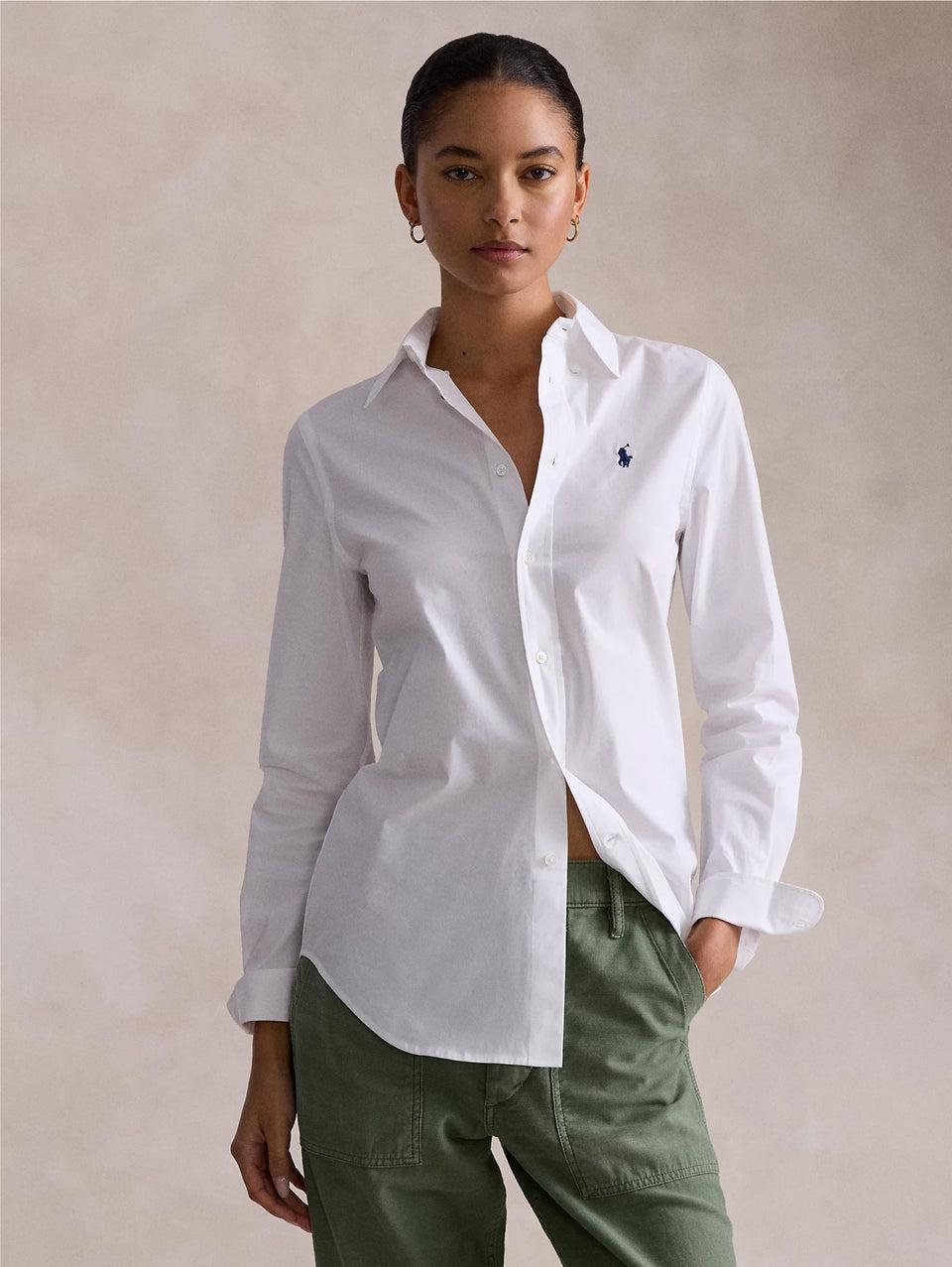 RALPH LAUREN Camicia Slim Fit In Popeline Di Cotone Bianco