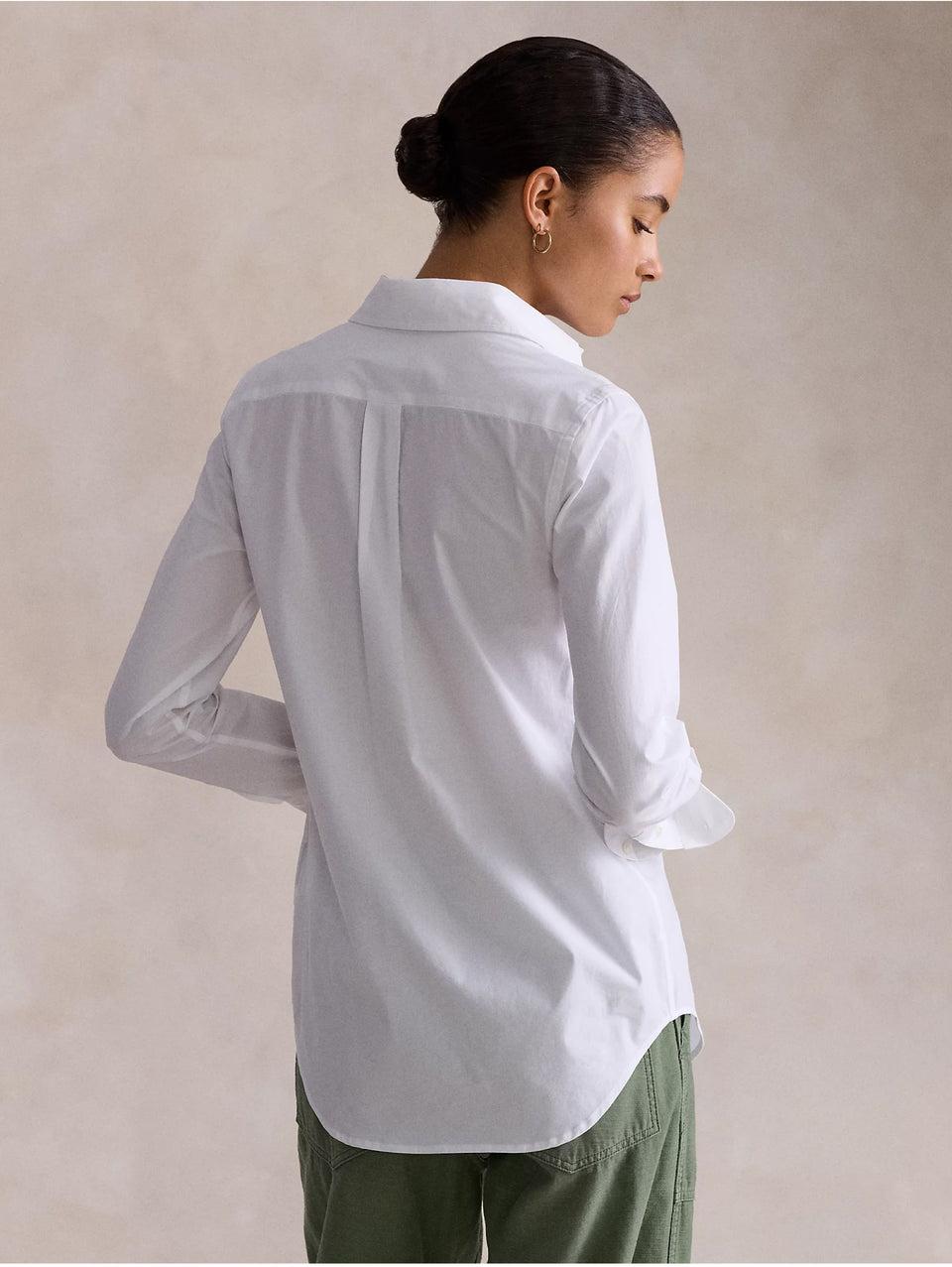 RALPH LAUREN Camicia Slim Fit In Popeline Di Cotone Bianco