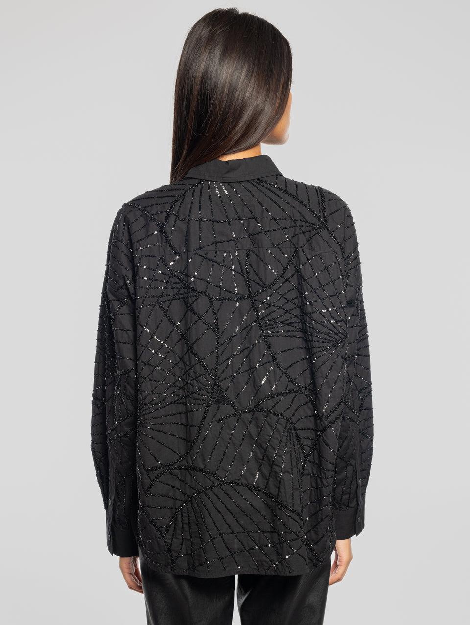 ESSENTIEL ANTWERP Camicia Squadrata Con Paillettes Nero