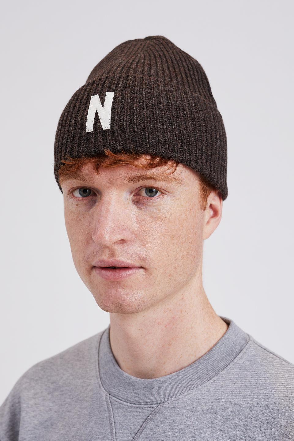 NORSE PROJECTS Capello Beanie In Lana Merinos Marrone