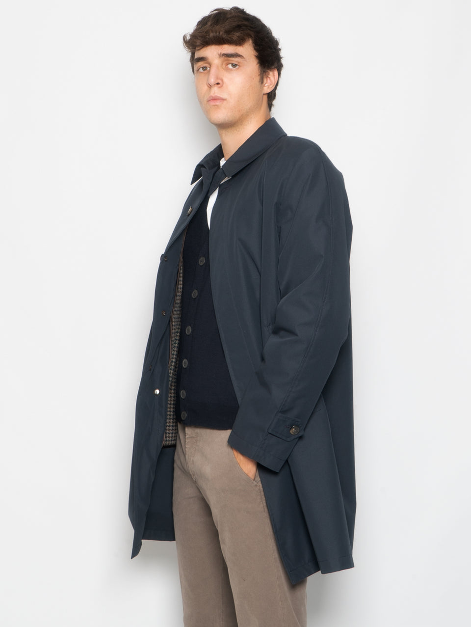 L'IMPERMEABILE Cappotto Car Coat Con Interno In Lana Martin Blu