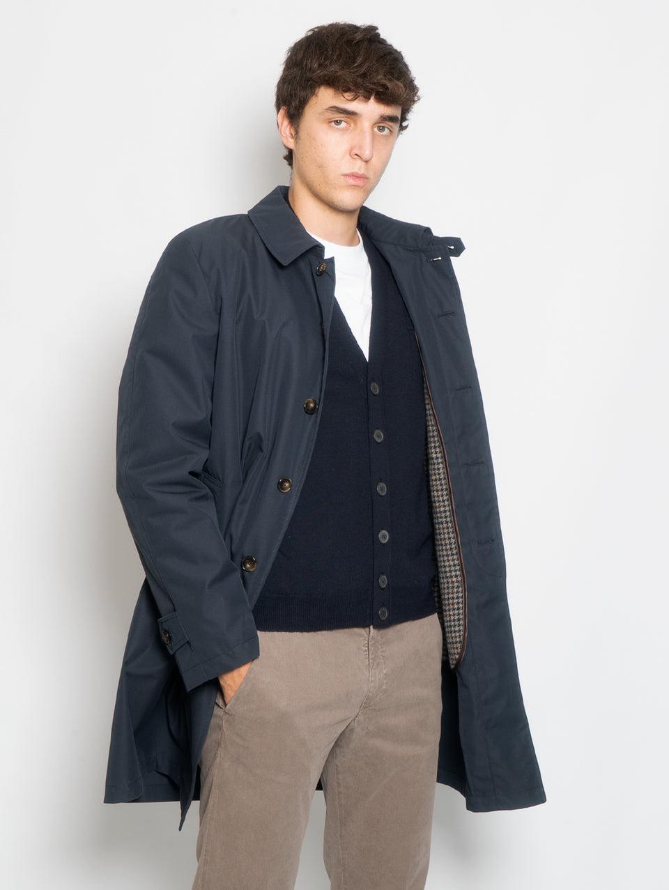 L'IMPERMEABILE Cappotto Car Coat con Interno in Lana Martin Blu