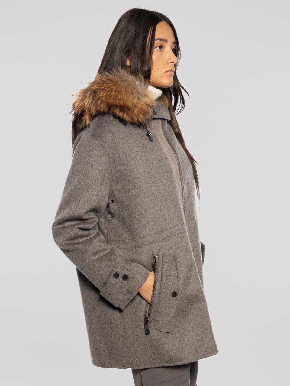 P.A.R.O.S.H. Cappotto Con Cappuccio In Double Di Lana Marrone