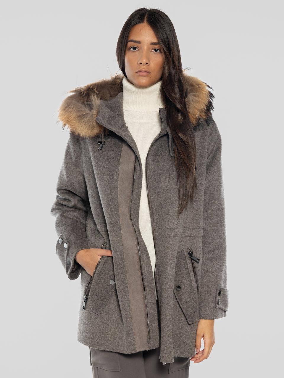 P.A.R.O.S.H. Cappotto Con Cappuccio In Double Di Lana Marrone