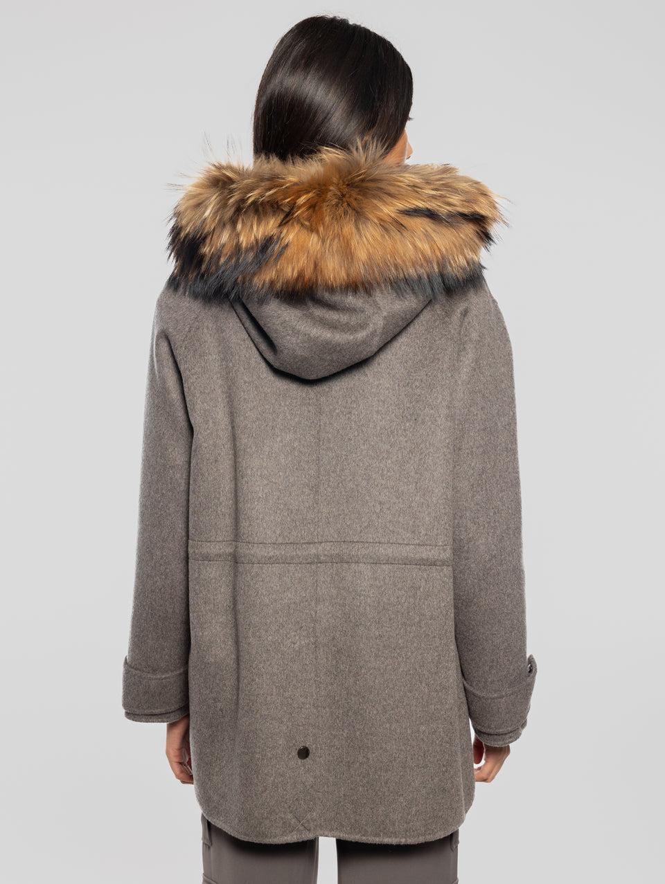 P.A.R.O.S.H. Cappotto Con Cappuccio In Double Di Lana Marrone