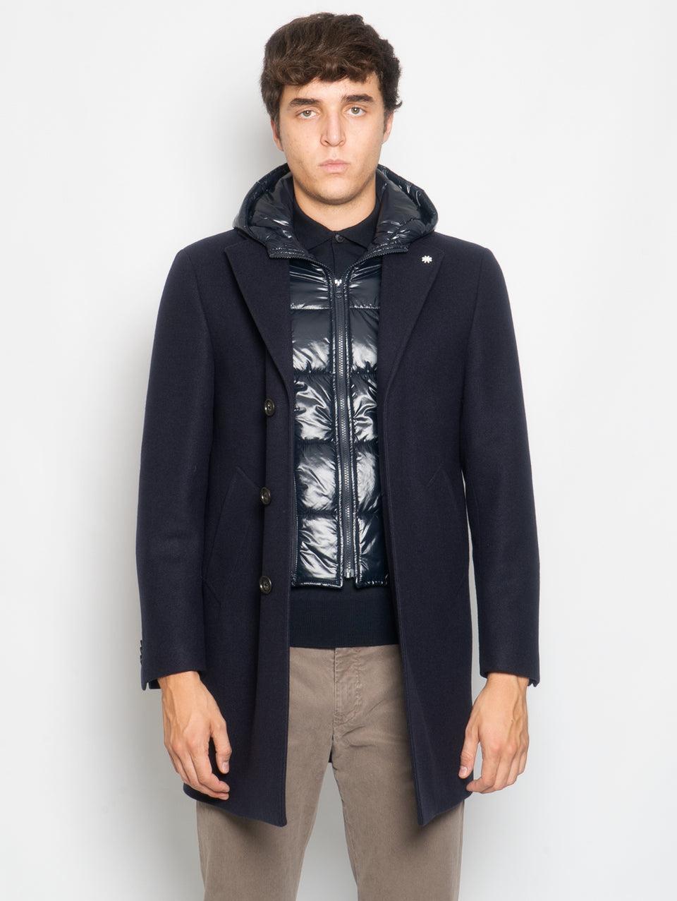 MANUEL RITZ Cappotto Con Pettorina E Cappuccio Staccabile Blu