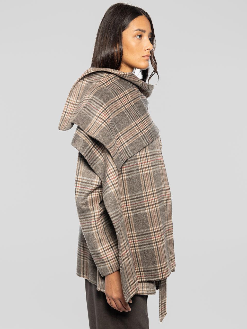 P.A.R.O.S.H. Cappotto Corto Check Con Cintura Marrone