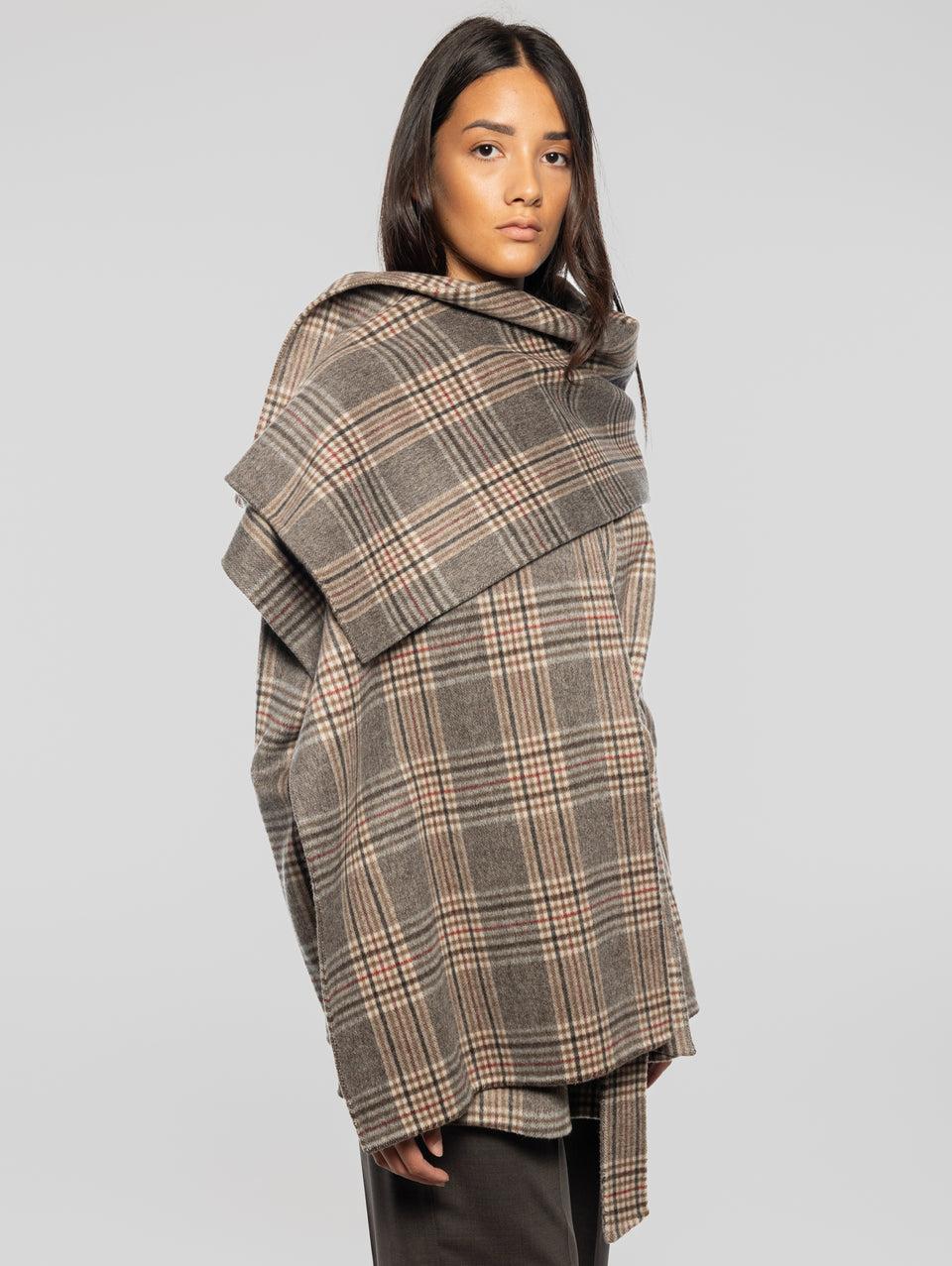 P.A.R.O.S.H. Cappotto Corto Check Con Cintura Marrone