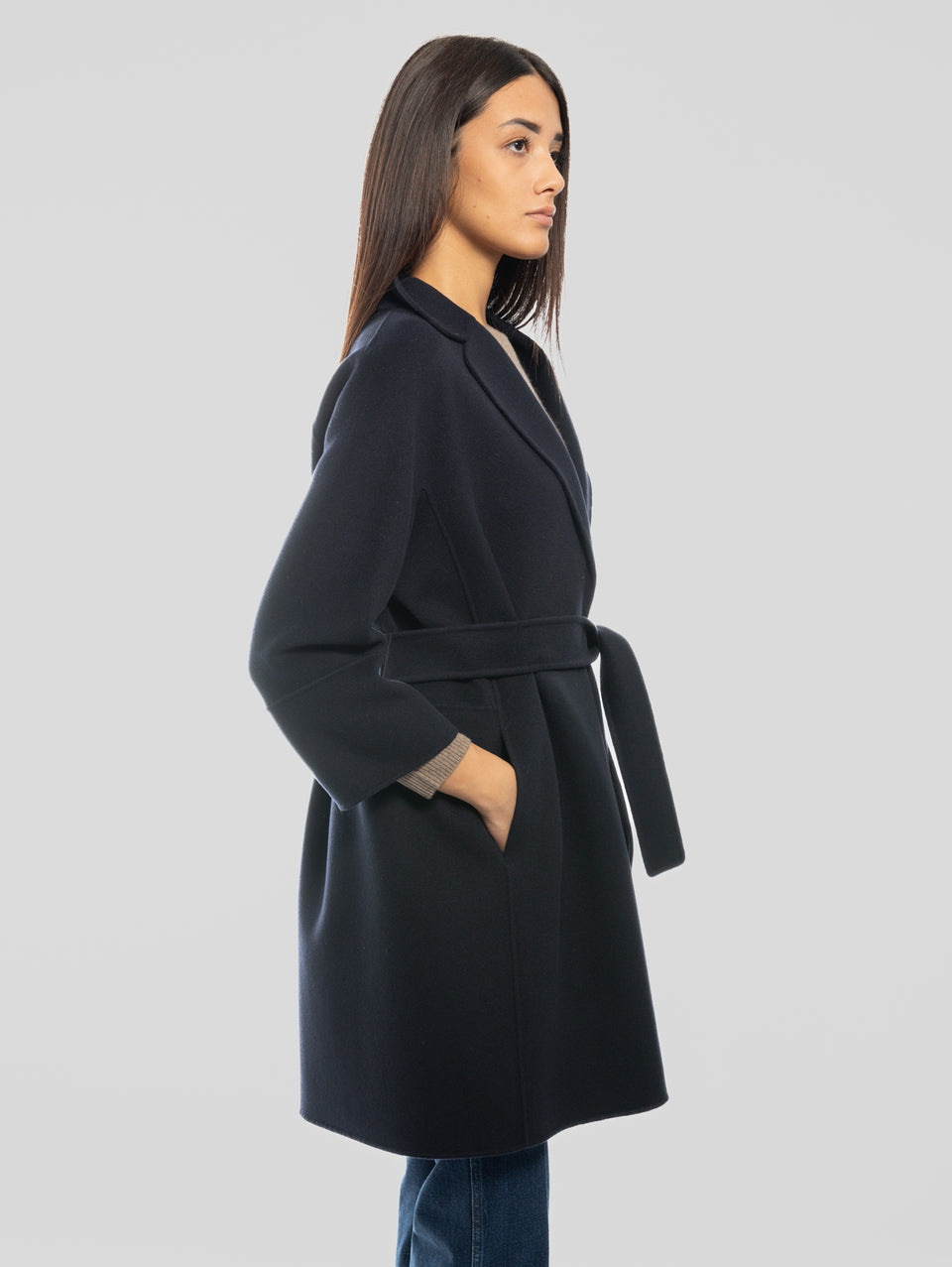 MAX MARA Cappotto Cucito A Mano In Doppio Di Lana Arona Blu