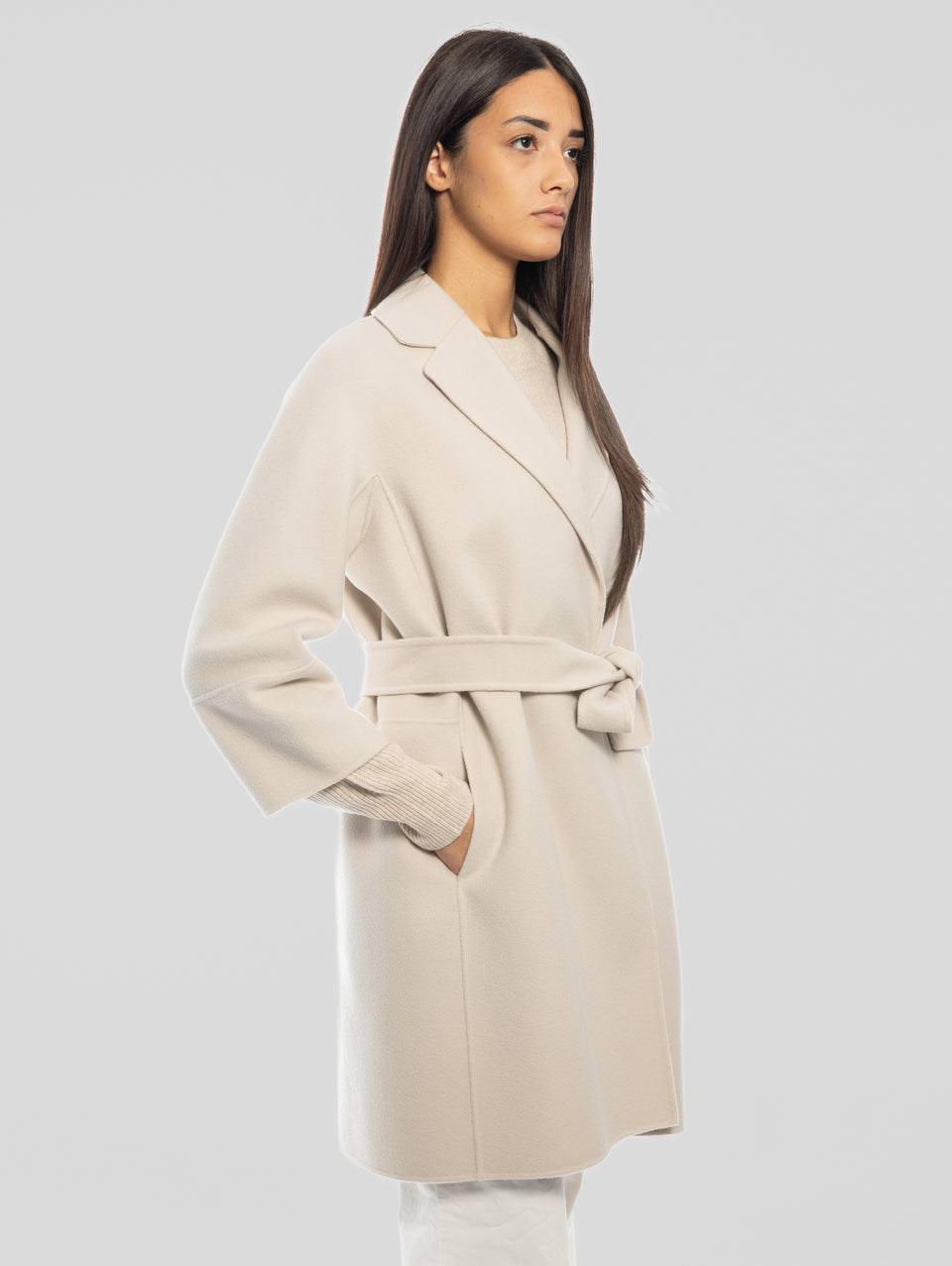 MAX MARA Cappotto Cucito A Mano In Doppio Di Lana Arona Ecrù