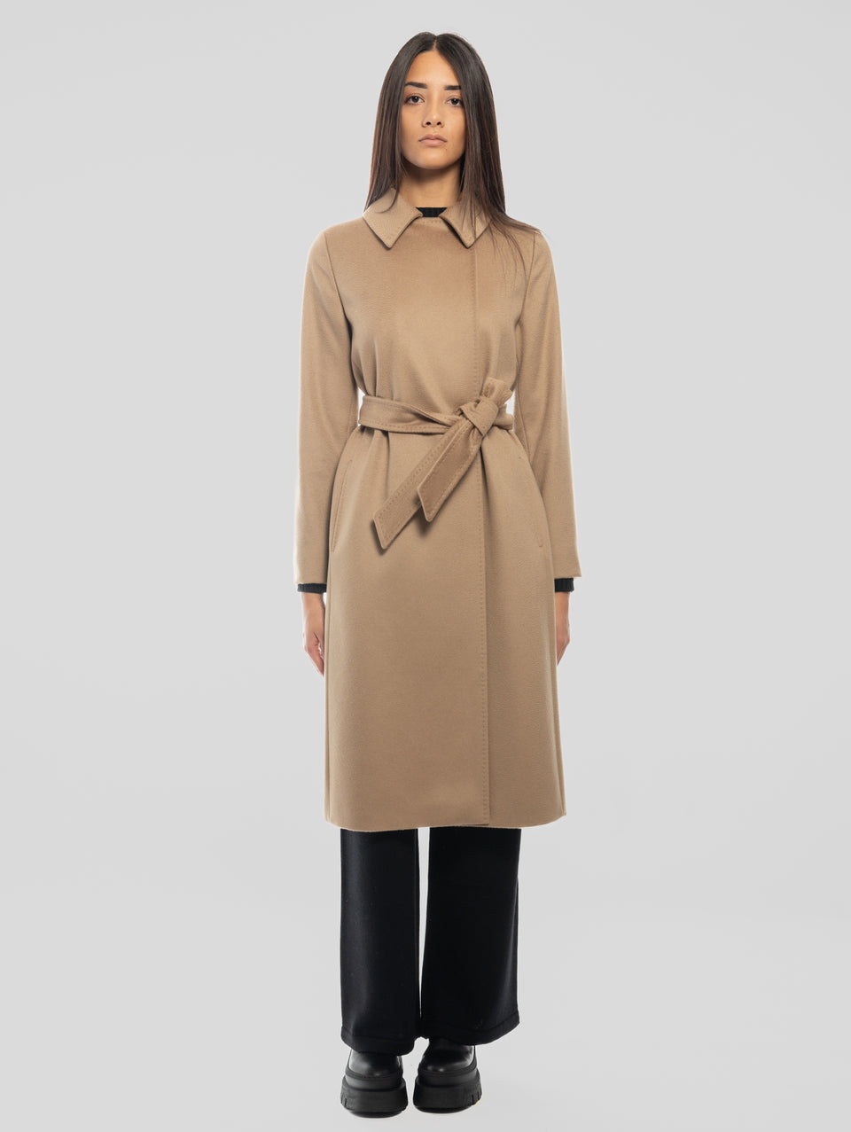 MAX MARA Cappotto Doppiopetto in Drap di Lana BCollag Cammello