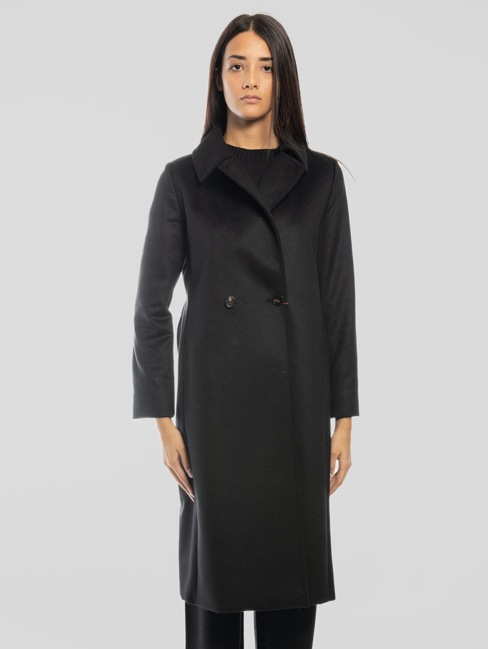 MAX MARA Cappotto Doppiopetto In Drap Di Lana BCollag Nero