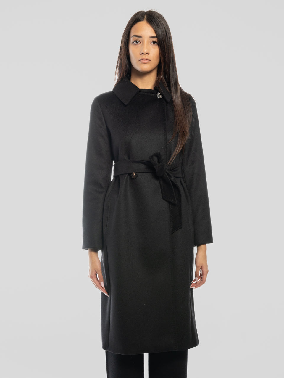 MAX MARA Cappotto Doppiopetto in Drap di Lana BCollag Nero