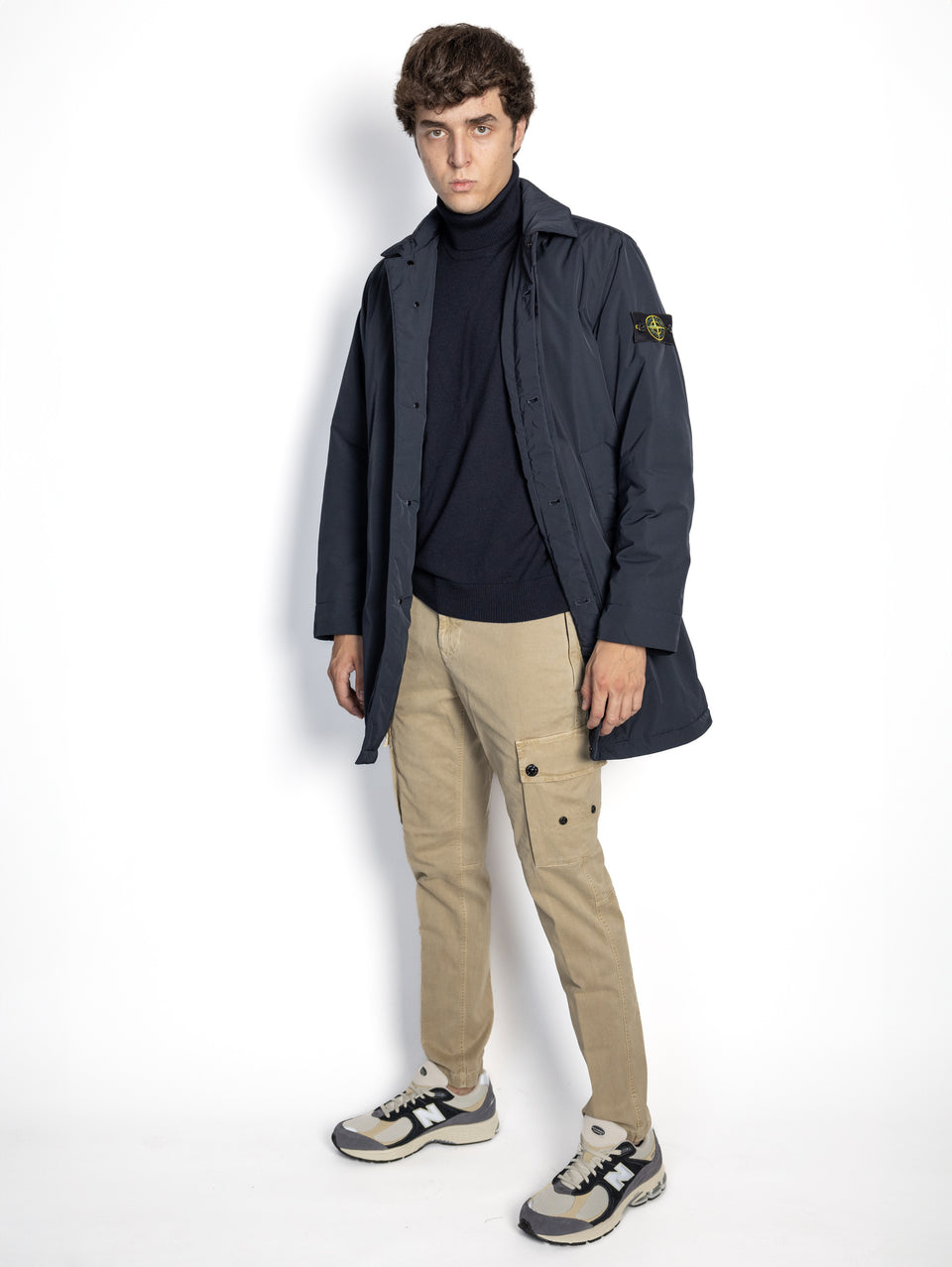 STONE ISLAND Cappotto In Micro Twill Con Imbottitura Blu