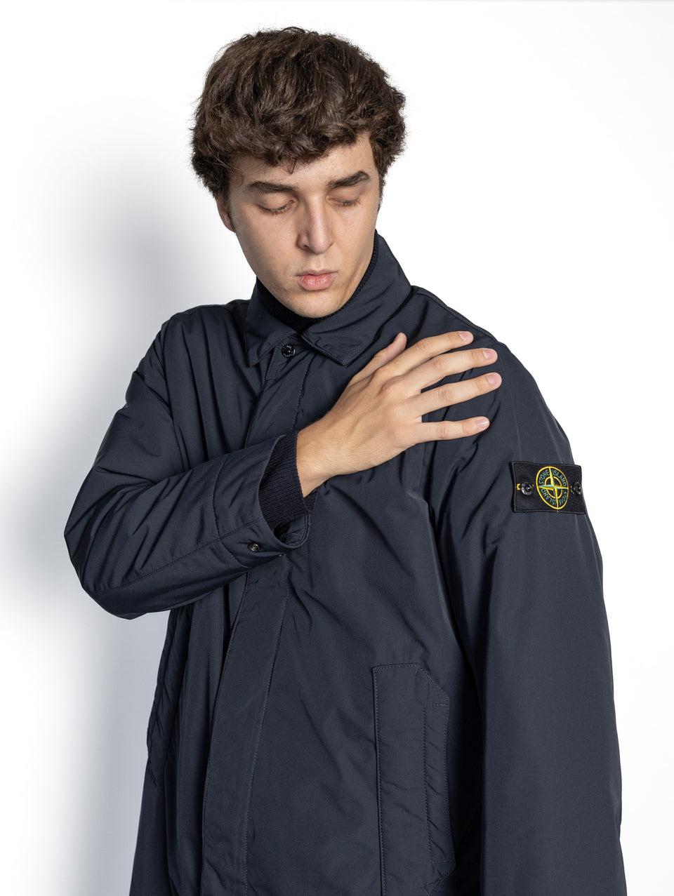 STONE ISLAND Cappotto In Micro Twill Con Imbottitura Blu