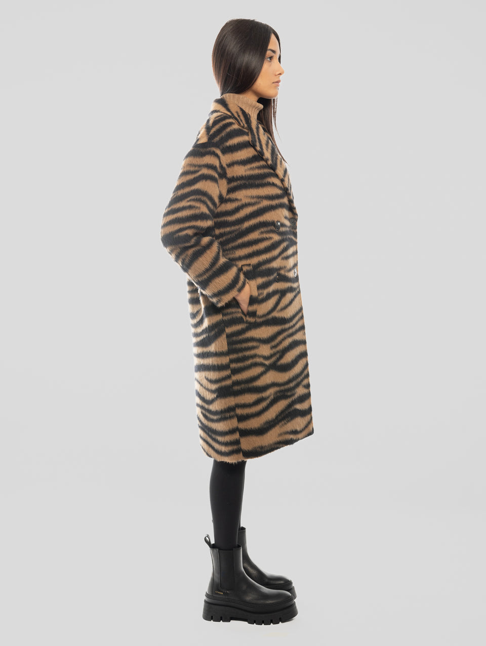 MAX MARA Cappotto Jacquard Animalier Vidim Cammello