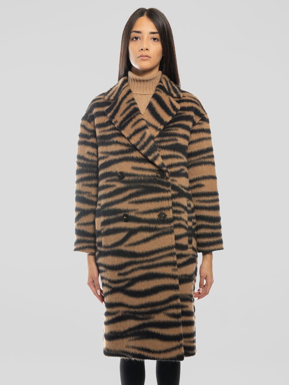MAX MARA Cappotto Jacquard Animalier Vidim Cammello