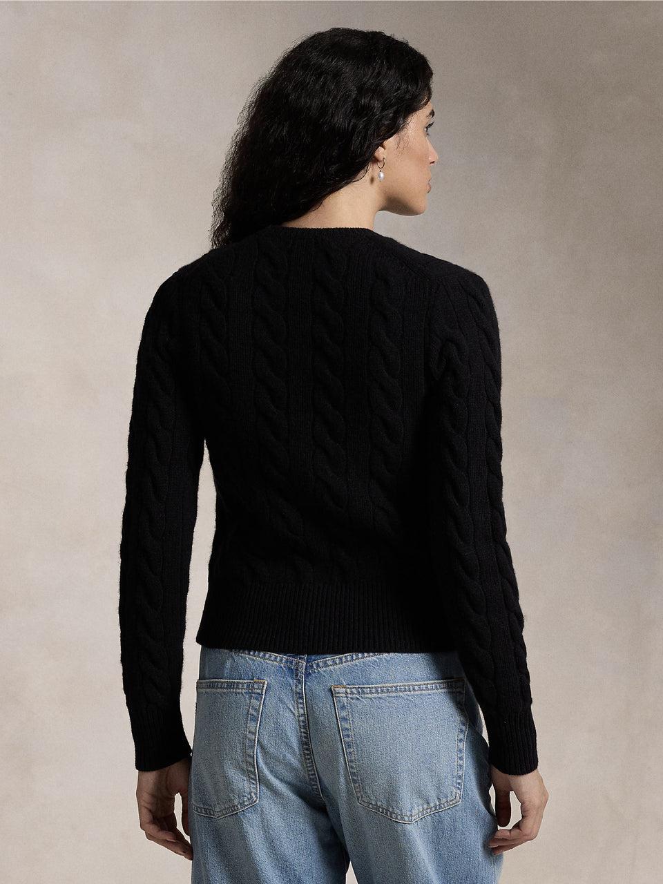 RALPH LAUREN Cardigan A Trecce In Misto Cashmere Nero