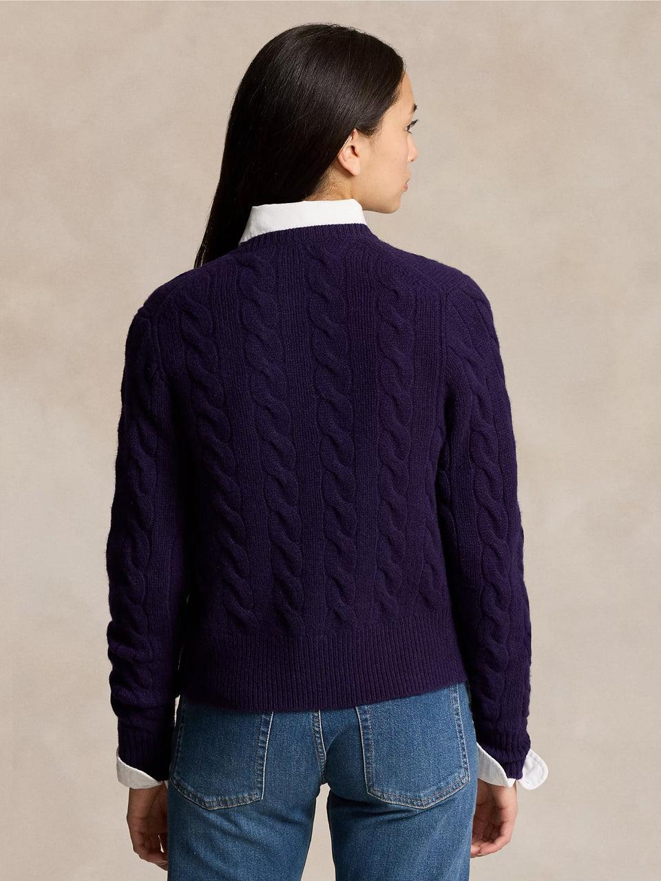 RALPH LAUREN Cardigan A Trecce In Misto Cashmere Viola