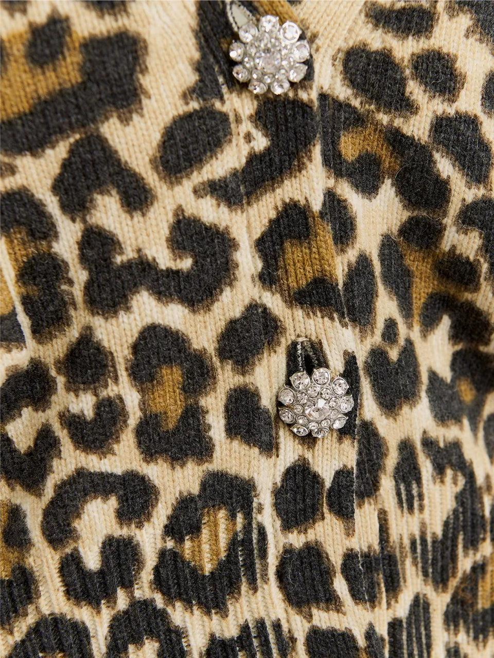 ESSENTIEL ANTWERP Cardigan Animalier Con Bottoni Gioiello Nero