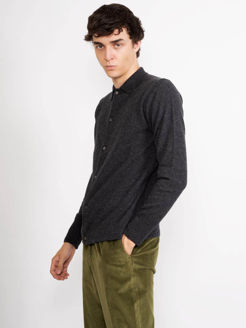 OFFICINE GÉNÉRALE Cardigan Con Colletto A Polo Grigio