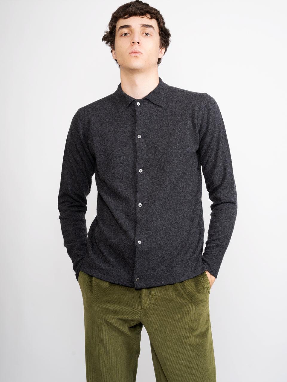 OFFICINE GÉNÉRALE Cardigan con Colletto a Polo Grigio