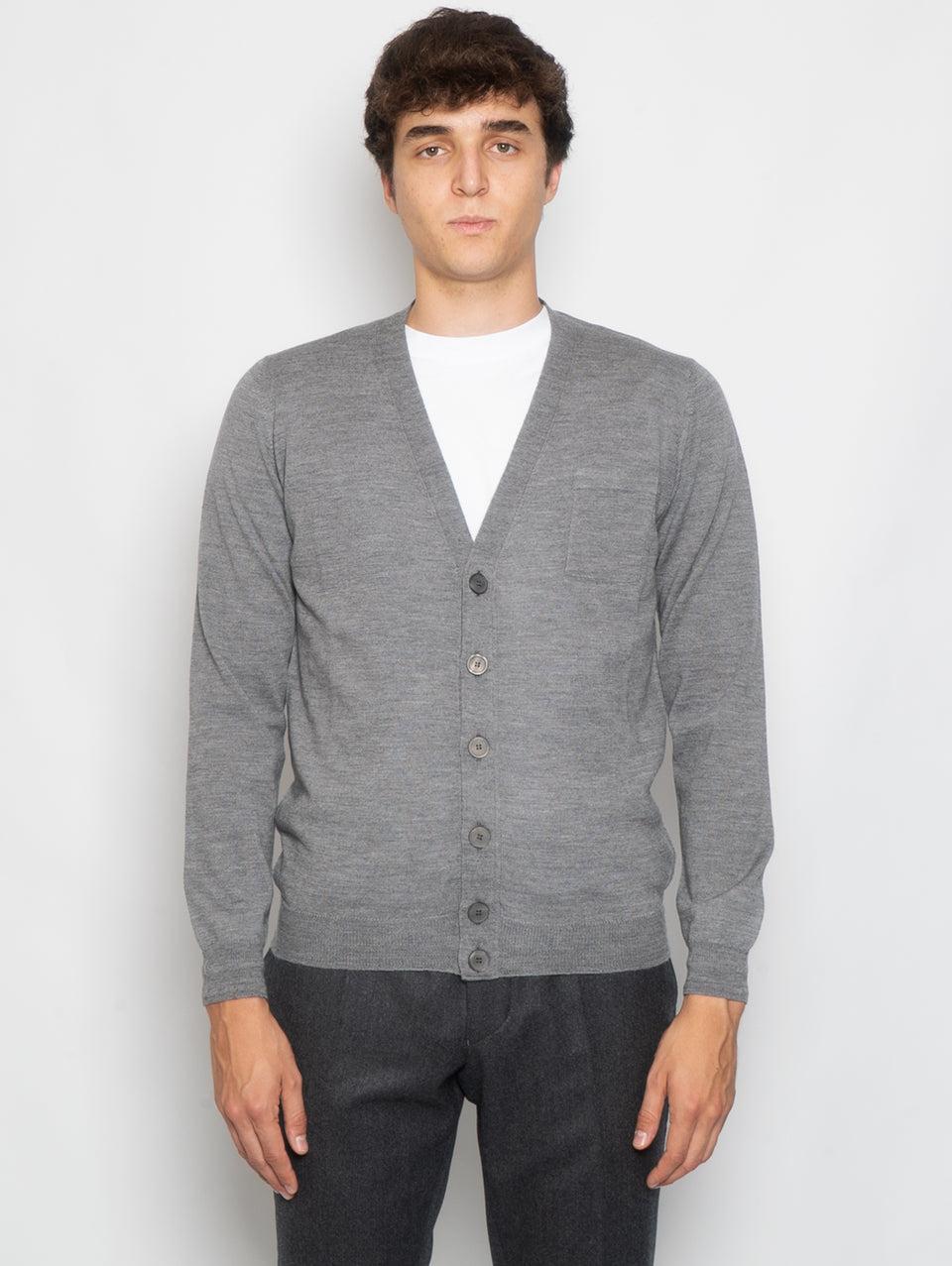 ALPHA STUDIO Cardigan con Taschino in Merinos Grigio