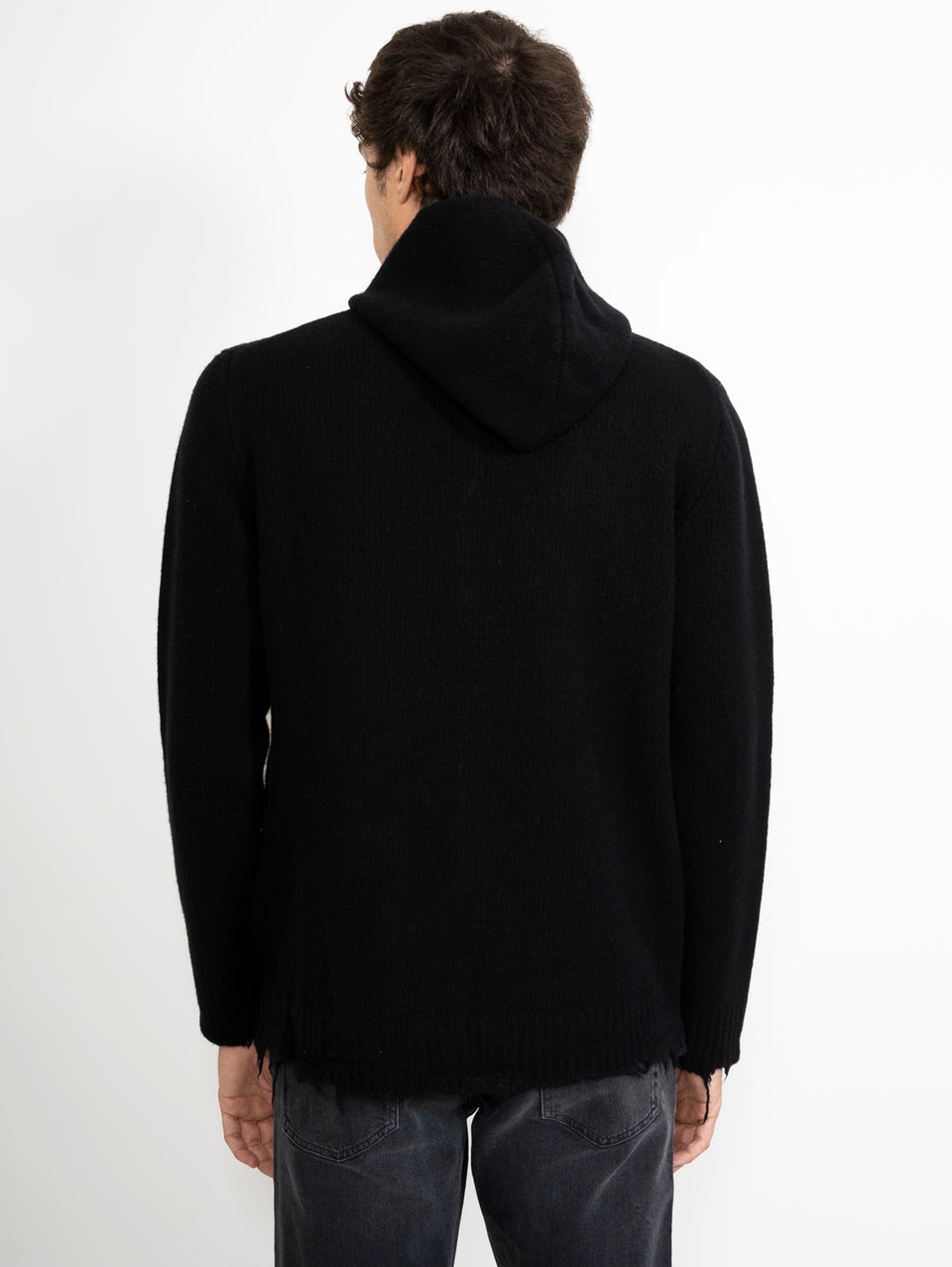 GIORGIO BRATO Cardigan In Maglia Con Cappuccio Nero