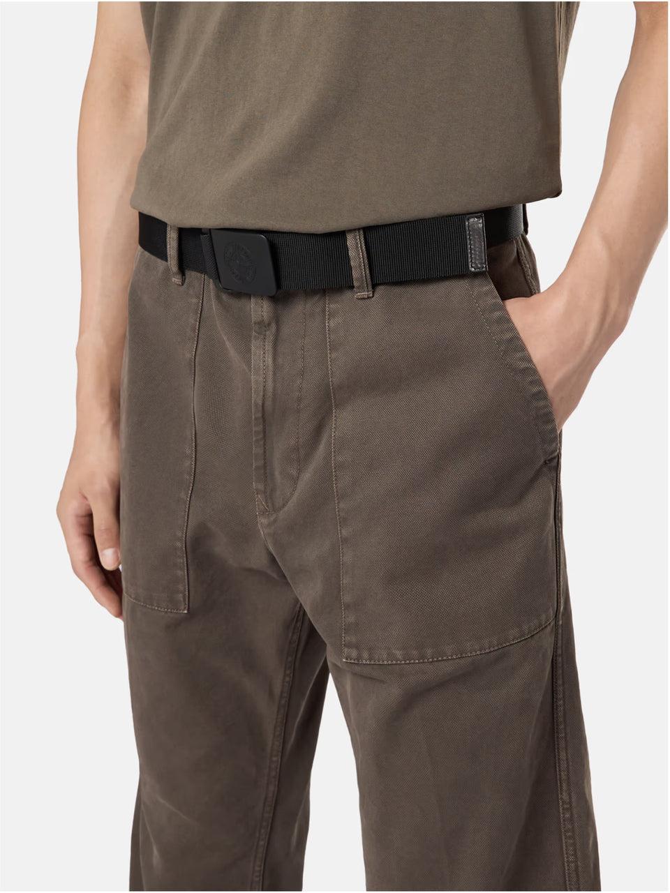 STONE ISLAND Cinta A Nastro Con Fibbia Metallica Nero