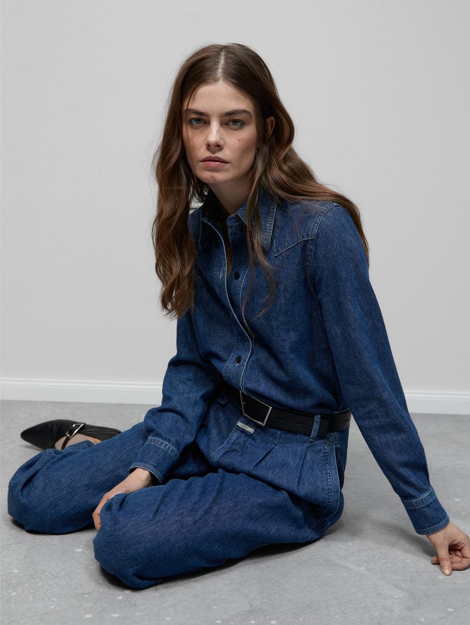 CLOSED Camicia Western In Denim Blu