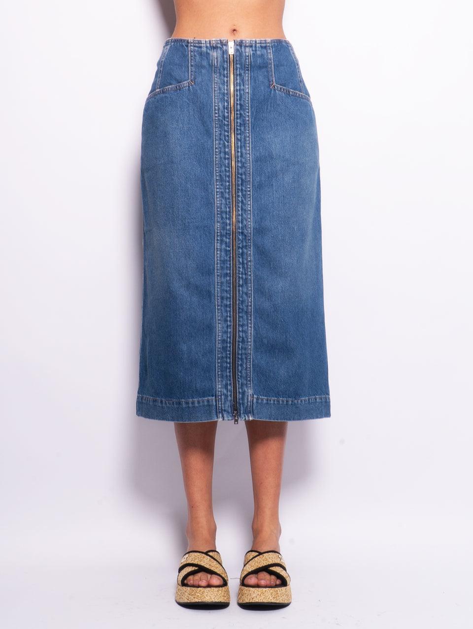 CLOSED Gonna in Denim a Tubino Blu Medio