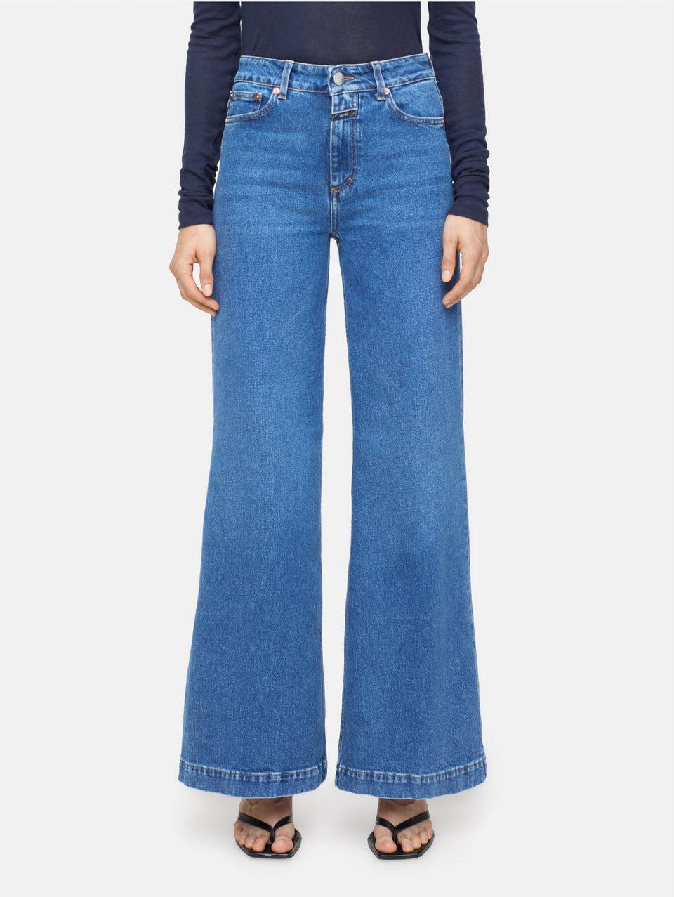 CLOSED Jeans Gamba Ampia con Vita Alta Blu