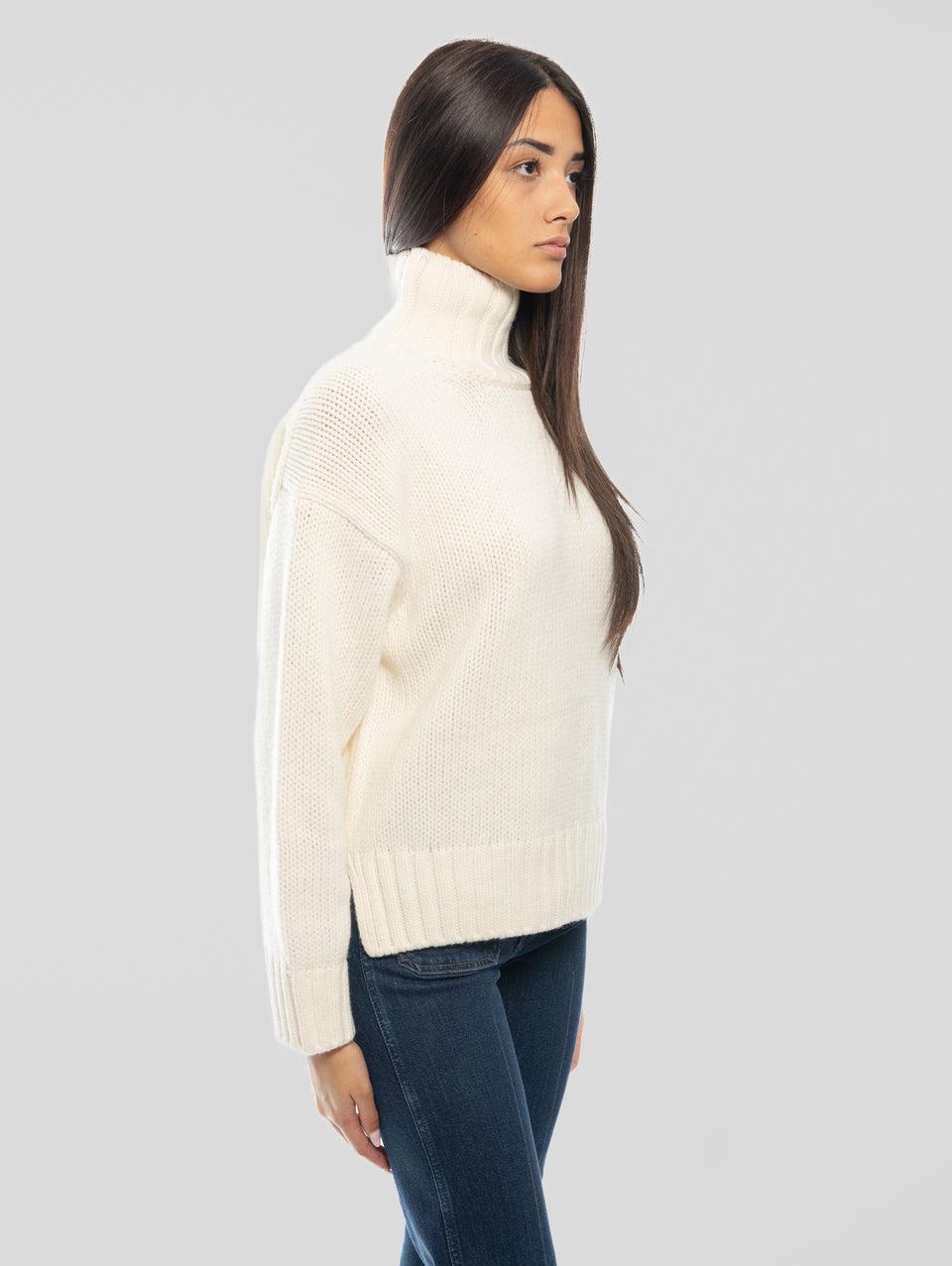 CLOSED Maglia A Trecce Con Collo Alto Avorio