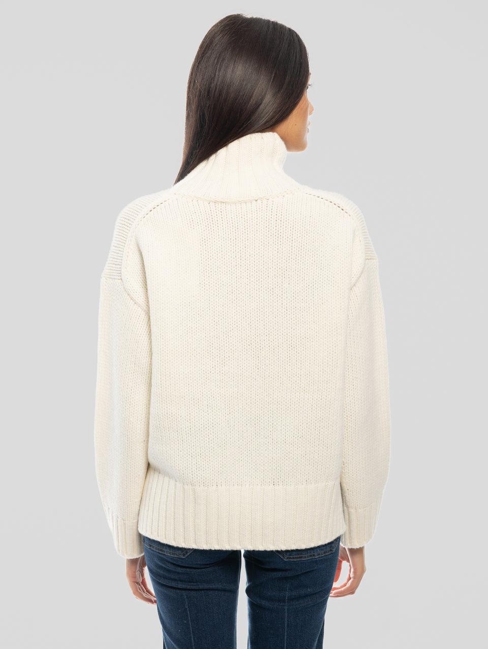 CLOSED Maglia A Trecce Con Collo Alto Avorio