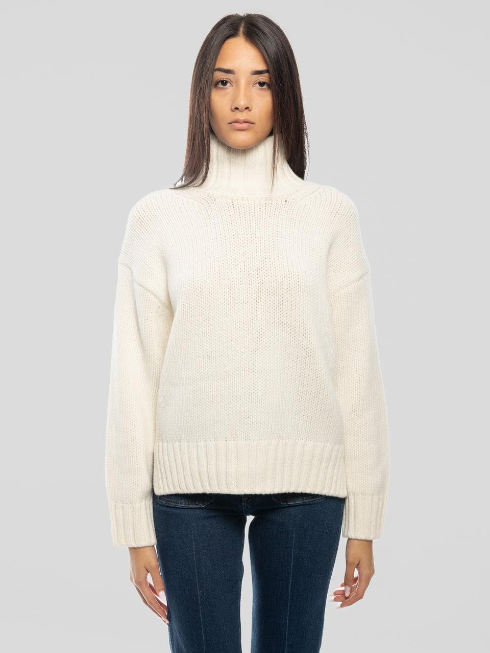 CLOSED Maglia a Trecce con Collo Alto Avorio