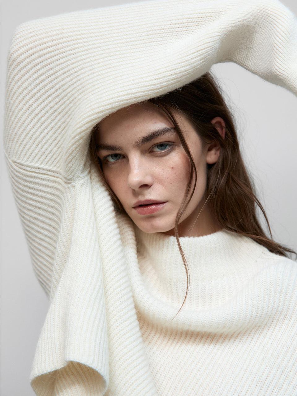 CLOSED Maglia Collo Alto In Misto Alpaca Avorio