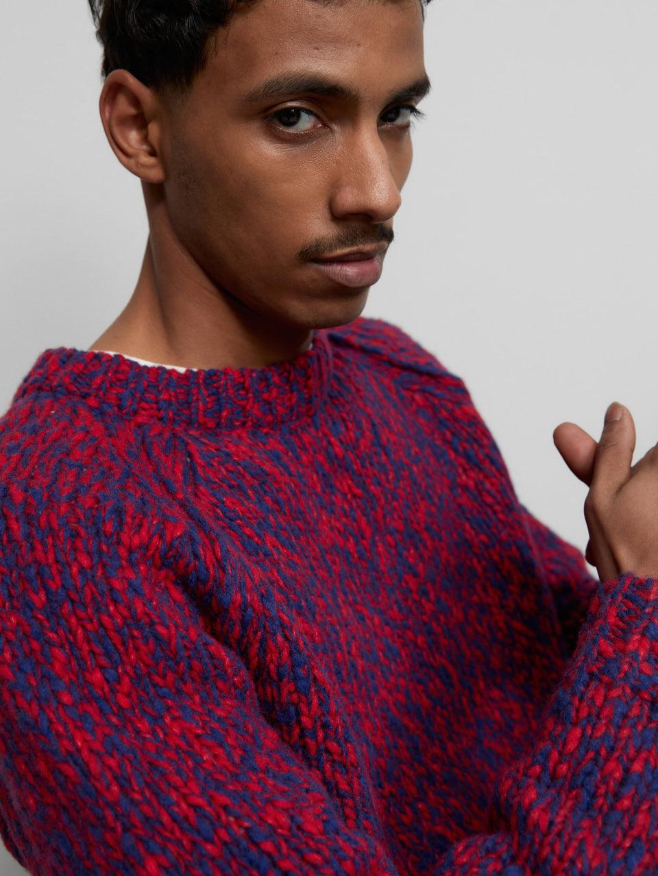 CLOSED Maglione In Lana Mouliné Rosso/Blu