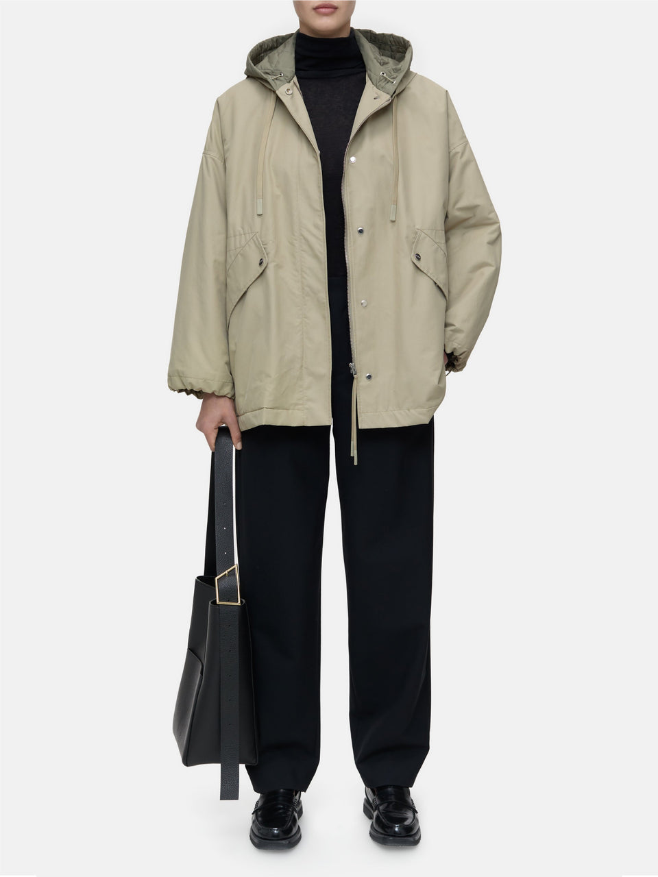 CLOSED Parka A Trapezio Con Cappuccio Khaki