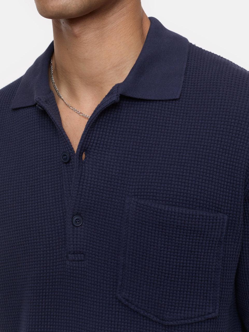 CLOSED Polo In Tessuto Waffle Blu