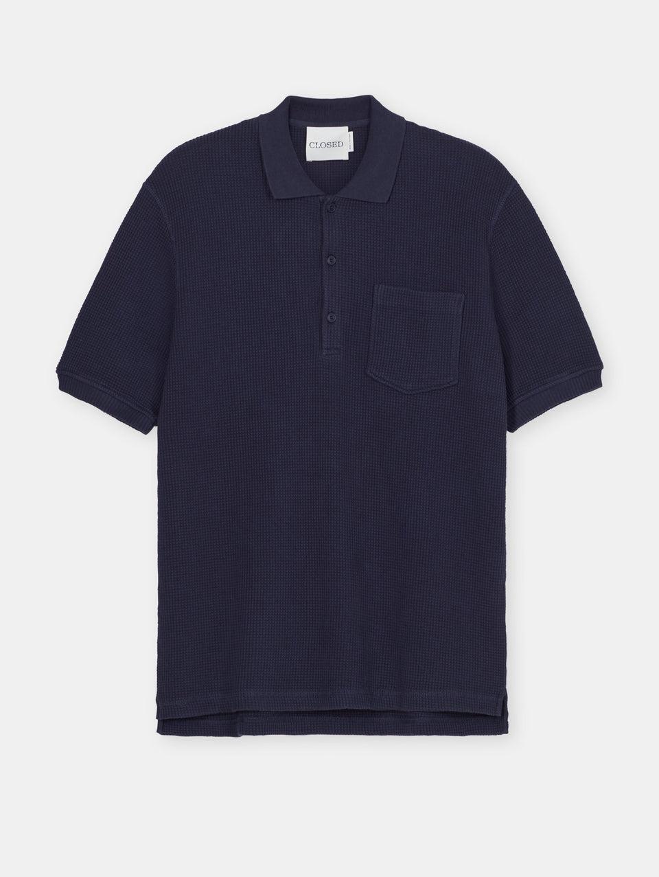 CLOSED Polo In Tessuto Waffle Blu
