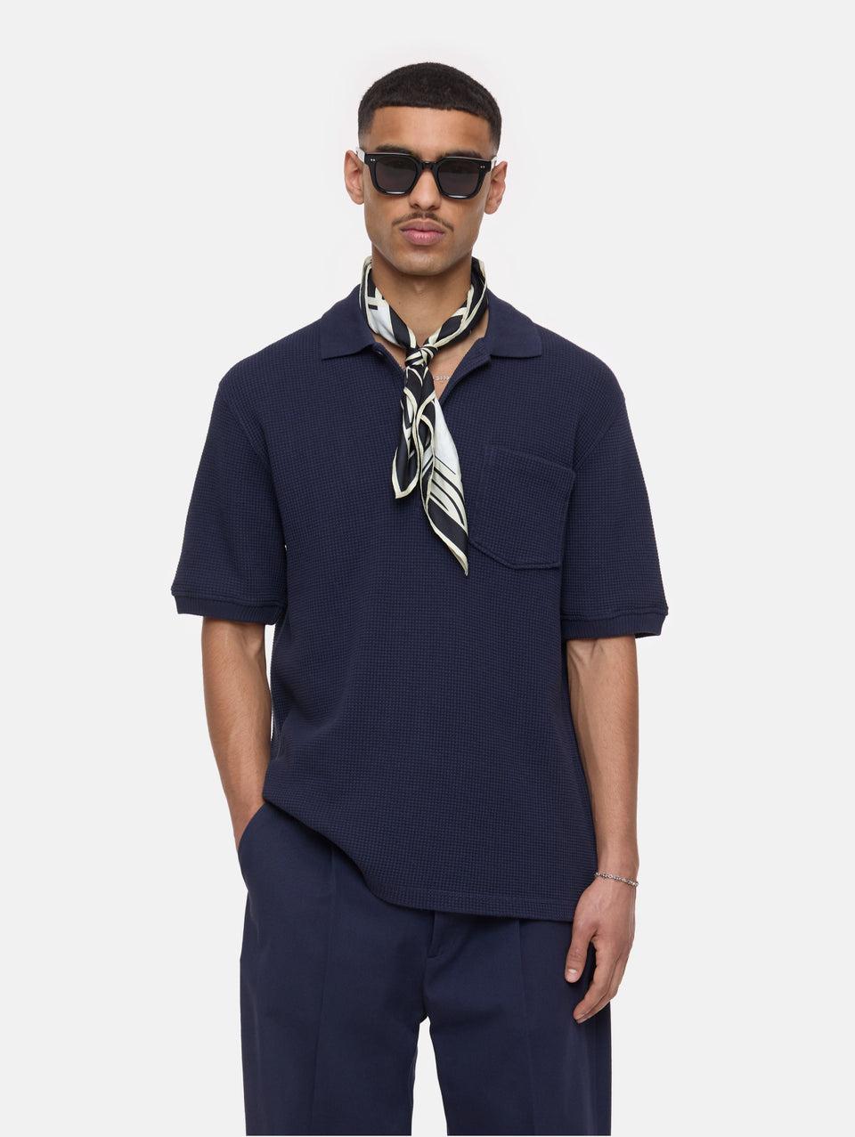 CLOSED Polo in Tessuto Waffle Blu